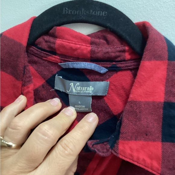 Mens EUC Natural Reflections red black Buffalo plaid flannel shirt - Picture 3 of 4